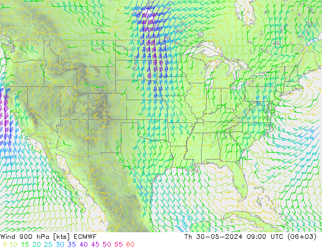 Rüzgar 900 hPa ECMWF Per 30.05.2024 09 UTC