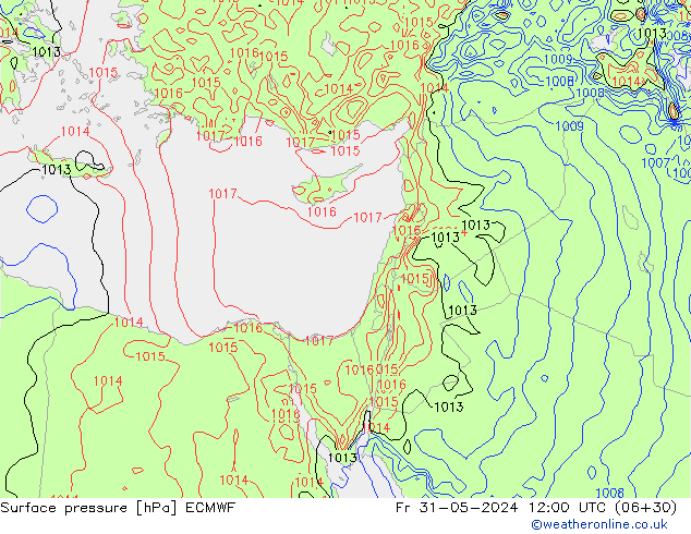 Surface pressure ECMWF Fr 31.05.2024 12 UTC