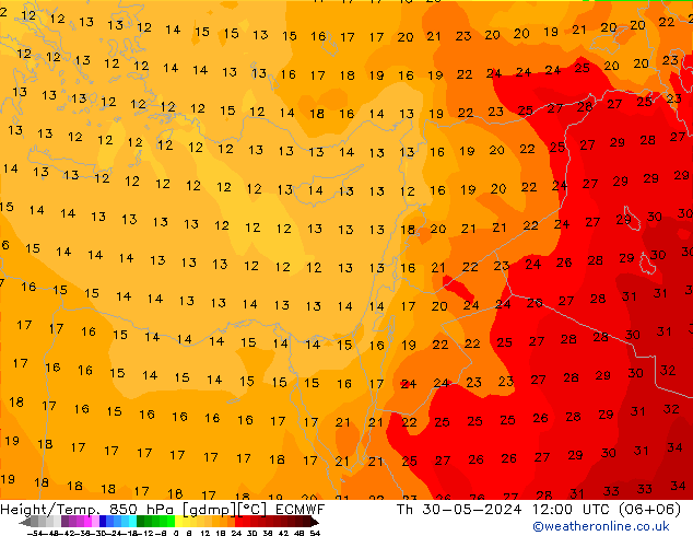 Z500/Rain (+SLP)/Z850 ECMWF jeu 30.05.2024 12 UTC