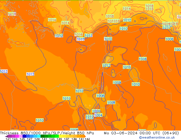 Thck 850-1000 hPa ECMWF Mo 03.06.2024 00 UTC