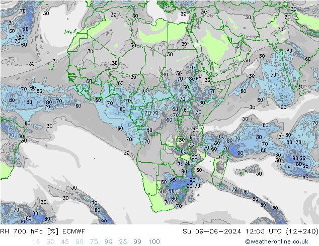 RH 700 hPa ECMWF Su 09.06.2024 12 UTC