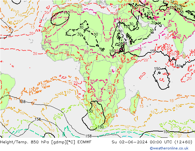 Z500/Rain (+SLP)/Z850 ECMWF So 02.06.2024 00 UTC