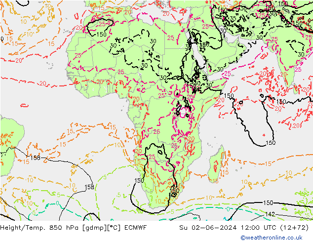 Z500/Rain (+SLP)/Z850 ECMWF dim 02.06.2024 12 UTC