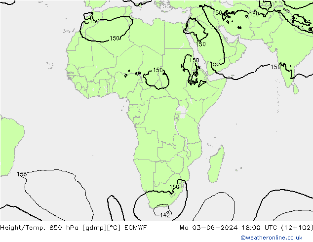 Z500/Rain (+SLP)/Z850 ECMWF lun 03.06.2024 18 UTC