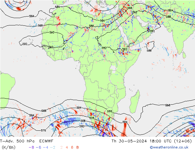 T-Adv. 500 hPa ECMWF jue 30.05.2024 18 UTC