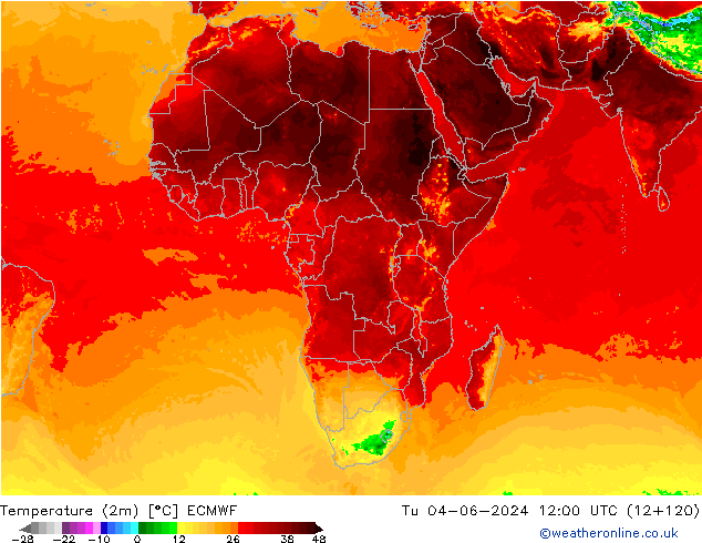 température (2m) ECMWF mar 04.06.2024 12 UTC