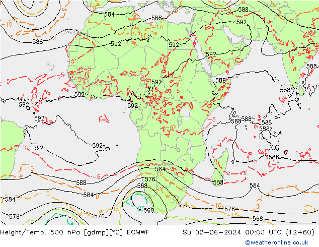 Z500/Rain (+SLP)/Z850 ECMWF Su 02.06.2024 00 UTC