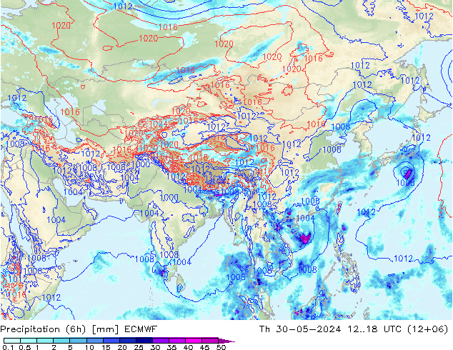 Z500/Rain (+SLP)/Z850 ECMWF Th 30.05.2024 18 UTC