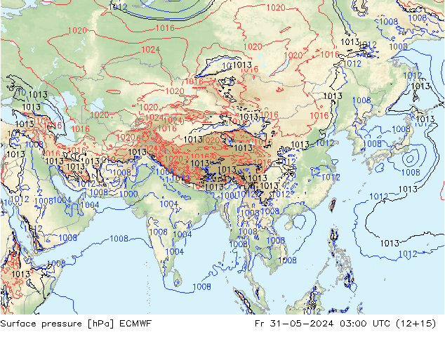 Surface pressure ECMWF Fr 31.05.2024 03 UTC