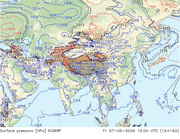 pressão do solo ECMWF Sex 07.06.2024 12 UTC