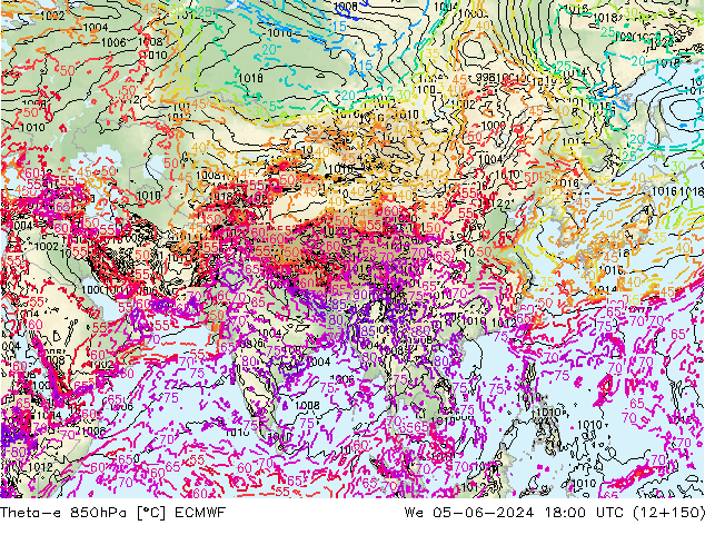 Theta-e 850hPa ECMWF Çar 05.06.2024 18 UTC