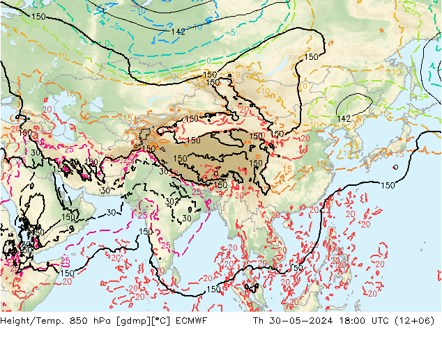 Z500/Rain (+SLP)/Z850 ECMWF Th 30.05.2024 18 UTC