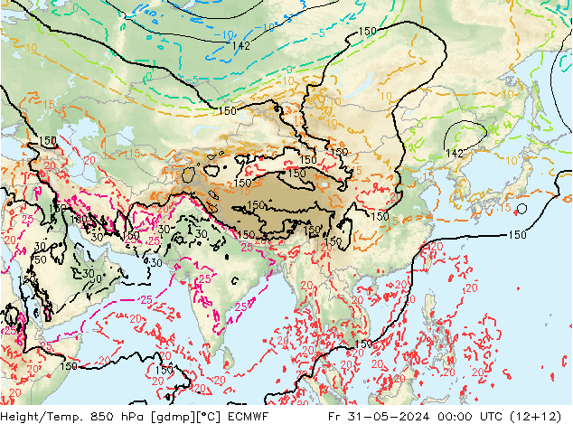 Z500/Yağmur (+YB)/Z850 ECMWF Cu 31.05.2024 00 UTC