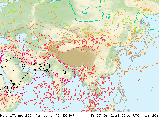 Z500/Rain (+SLP)/Z850 ECMWF vie 07.06.2024 00 UTC