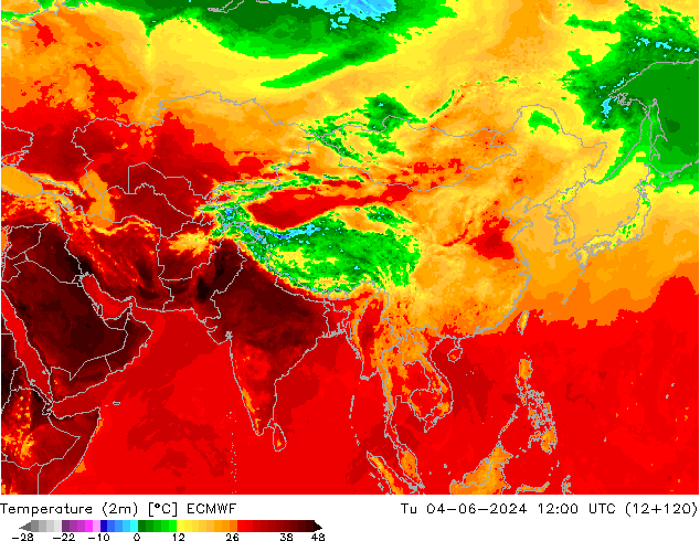 température (2m) ECMWF mar 04.06.2024 12 UTC