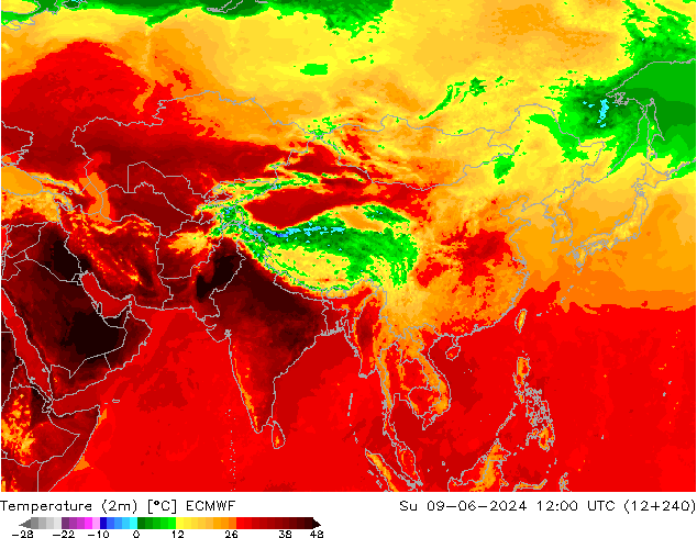 température (2m) ECMWF dim 09.06.2024 12 UTC