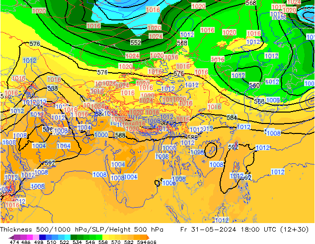 Thck 500-1000hPa ECMWF Pá 31.05.2024 18 UTC