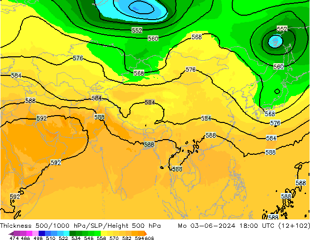 Thck 500-1000гПа ECMWF пн 03.06.2024 18 UTC