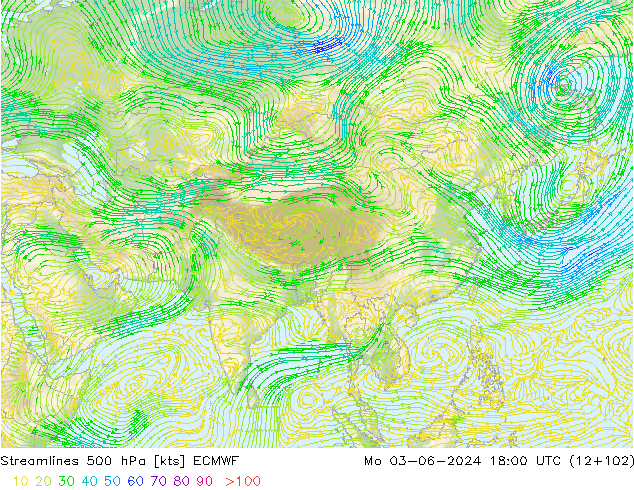 Streamlines 500 hPa ECMWF Mo 03.06.2024 18 UTC