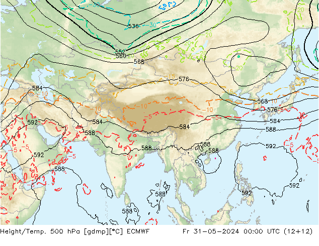 Z500/Yağmur (+YB)/Z850 ECMWF Cu 31.05.2024 00 UTC