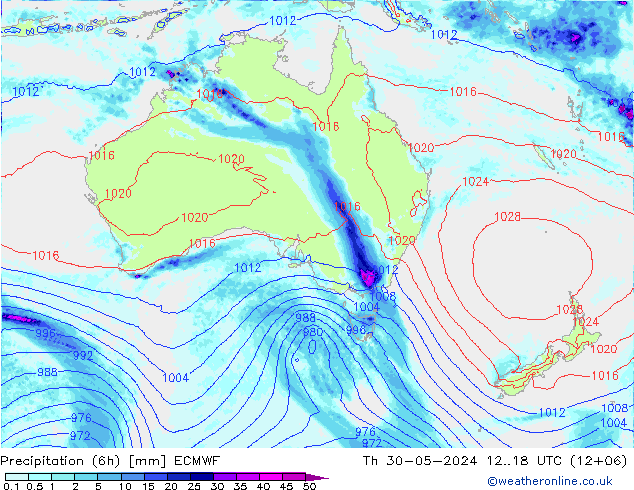 Z500/Rain (+SLP)/Z850 ECMWF Th 30.05.2024 18 UTC