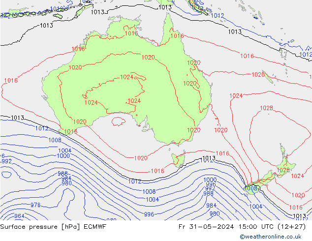 pressão do solo ECMWF Sex 31.05.2024 15 UTC