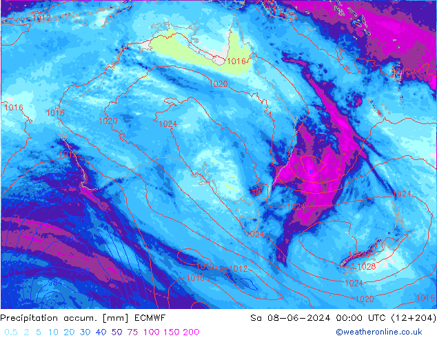 Précipitation accum. ECMWF sam 08.06.2024 00 UTC