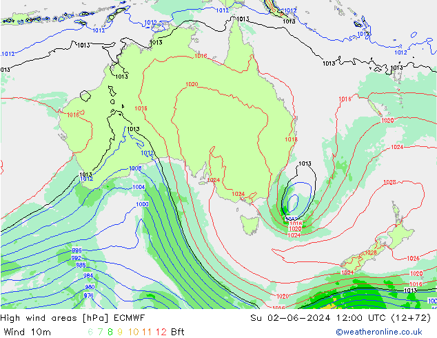 High wind areas ECMWF  02.06.2024 12 UTC