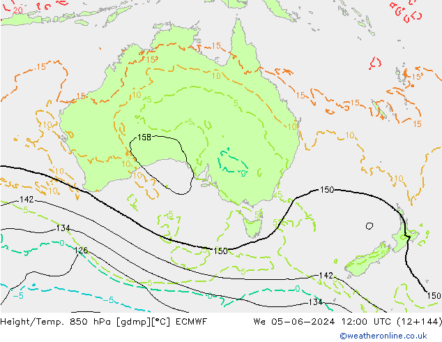 Z500/Rain (+SLP)/Z850 ECMWF mer 05.06.2024 12 UTC