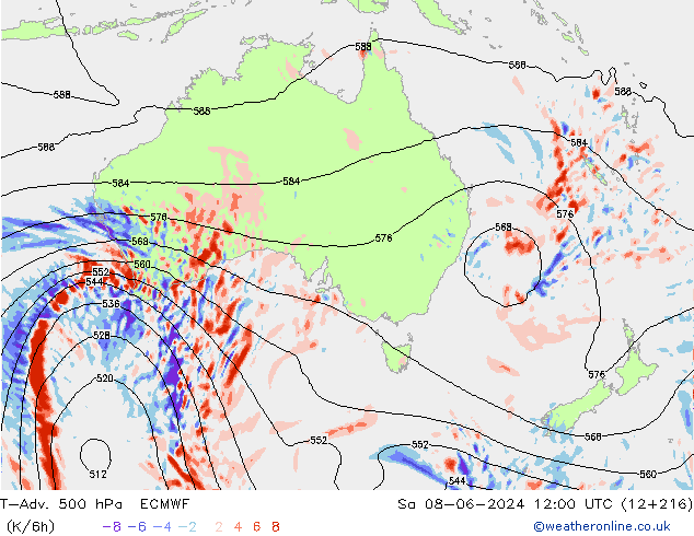 T-Adv. 500 hPa ECMWF Sa 08.06.2024 12 UTC