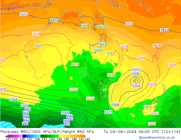 Thck 850-1000 hPa ECMWF Tu 04.06.2024 06 UTC