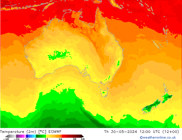 Temperature (2m) ECMWF Čt 30.05.2024 12 UTC