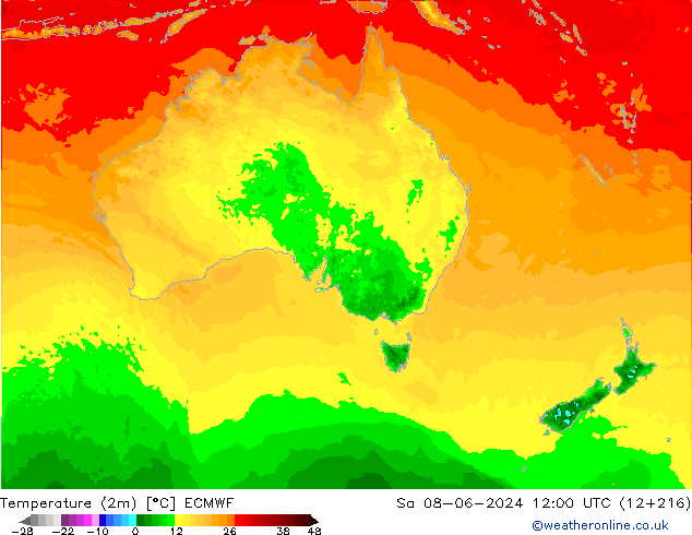 Temperature (2m) ECMWF So 08.06.2024 12 UTC