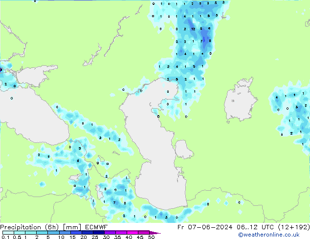 Precipitação (6h) ECMWF Sex 07.06.2024 12 UTC