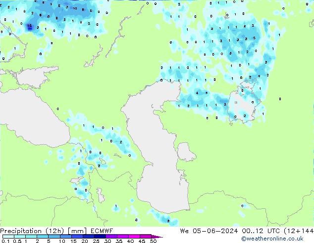 Precipitation (12h) ECMWF We 05.06.2024 12 UTC