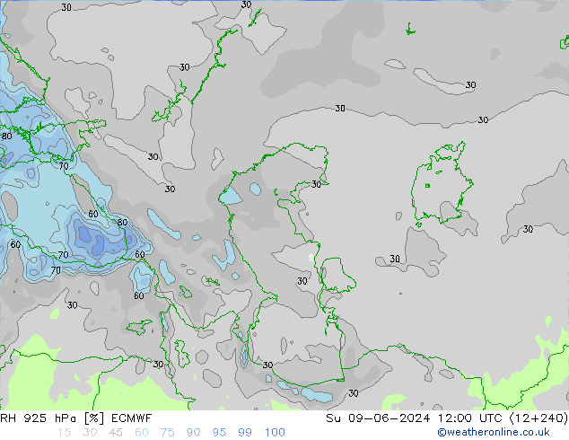 RH 925 hPa ECMWF Su 09.06.2024 12 UTC