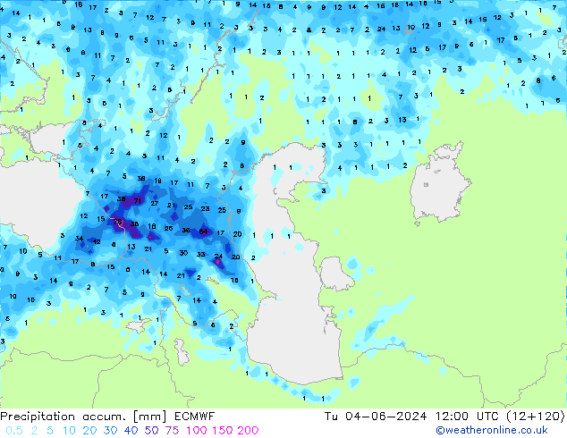 Precipitation accum. ECMWF Ter 04.06.2024 12 UTC
