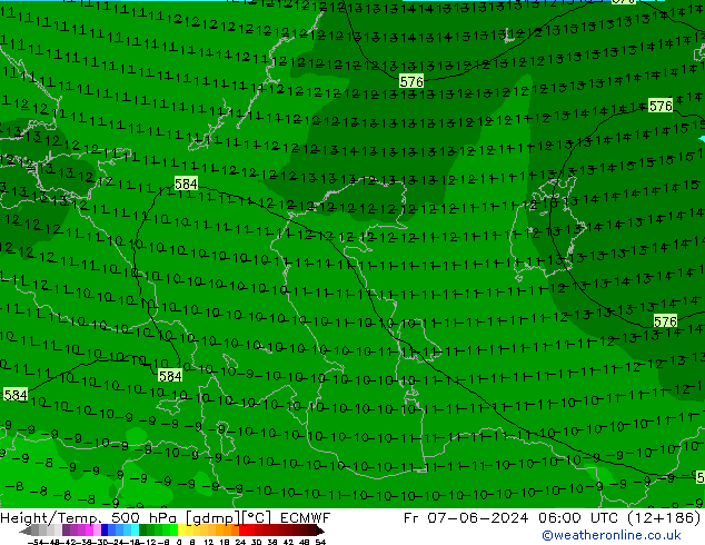 Z500/Regen(+SLP)/Z850 ECMWF vr 07.06.2024 06 UTC