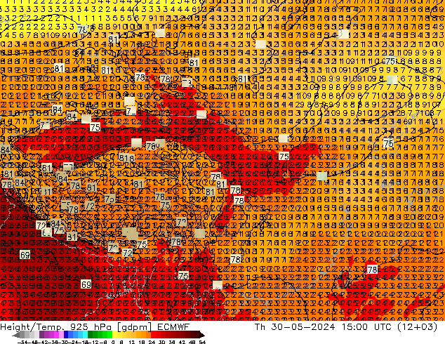 Hoogte/Temp. 925 hPa ECMWF do 30.05.2024 15 UTC