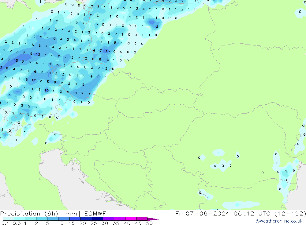 Z500/Rain (+SLP)/Z850 ECMWF vie 07.06.2024 12 UTC