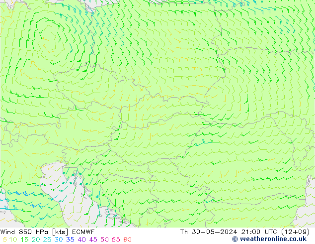Wind 850 hPa ECMWF do 30.05.2024 21 UTC