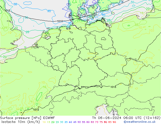 Eşrüzgar Hızları (km/sa) ECMWF Per 06.06.2024 06 UTC