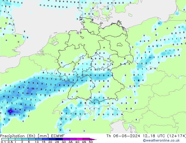 Z500/Rain (+SLP)/Z850 ECMWF gio 06.06.2024 18 UTC