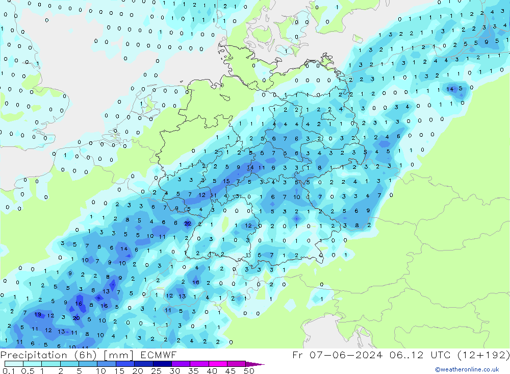 Z500/Rain (+SLP)/Z850 ECMWF Fr 07.06.2024 12 UTC