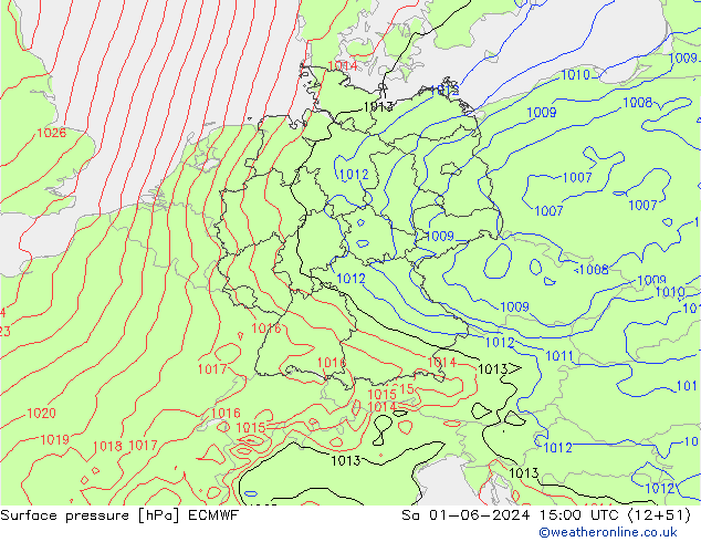 Bodendruck ECMWF Sa 01.06.2024 15 UTC