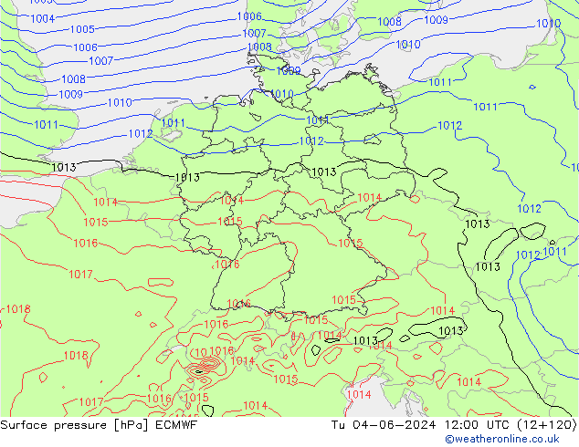 Bodendruck ECMWF Di 04.06.2024 12 UTC