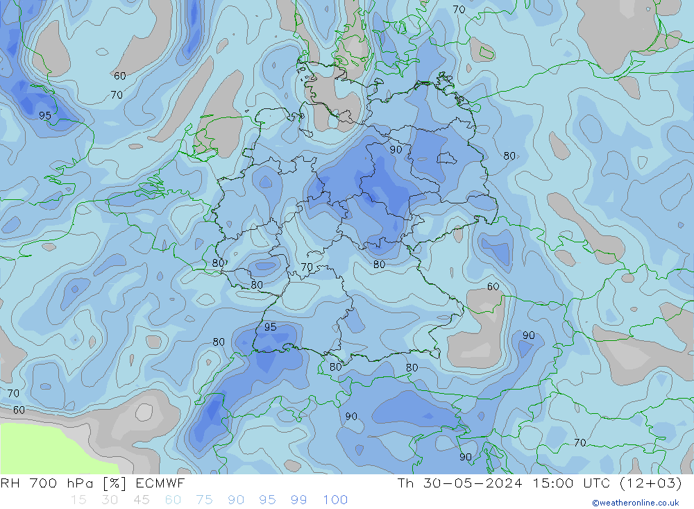 700 hPa Nispi Nem ECMWF Per 30.05.2024 15 UTC