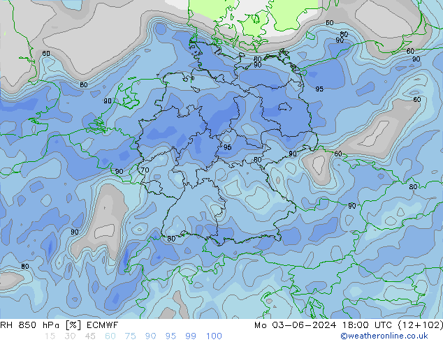 RH 850 hPa ECMWF Seg 03.06.2024 18 UTC