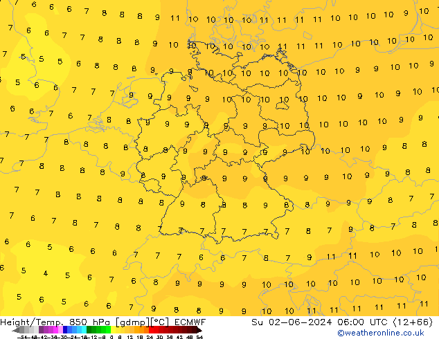 Z500/Rain (+SLP)/Z850 ECMWF dom 02.06.2024 06 UTC