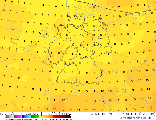 Z500/Rain (+SLP)/Z850 ECMWF Tu 04.06.2024 00 UTC